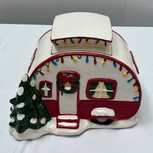 Blue Sky Clayworks Christmas Retro Camper Cookie Jar by Heather Goldminc